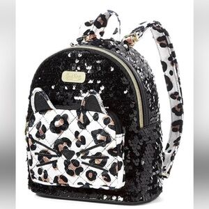 Justice Black Sequin Backpack with Gold Accent